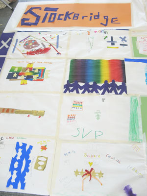 Close-up of the giant paper quilt